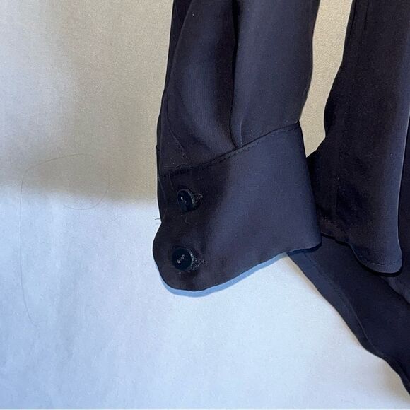 Women's H&M Black Semi Sheer Long Sleeve Button Down Shirt - Picture 7 of 8